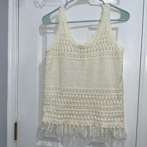 A.N.A sweater tank with fringe, super light and airy. Size XS can fit as a Small